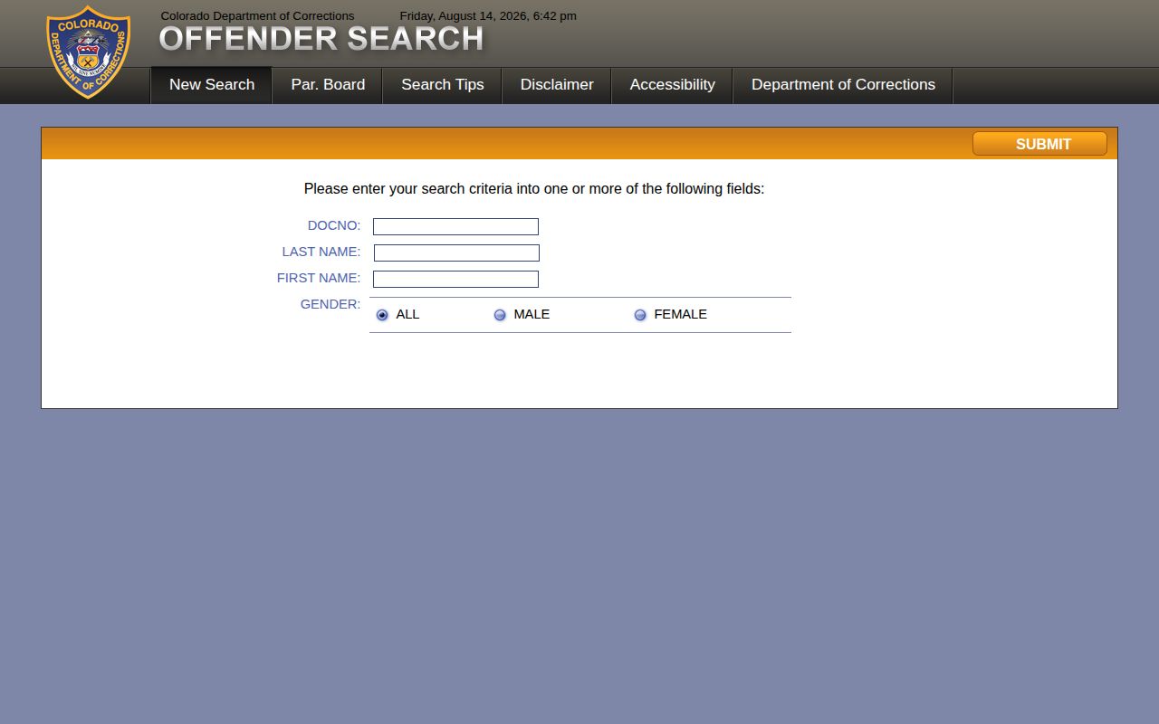 Colorado corrections search for Grand County offender records and photos