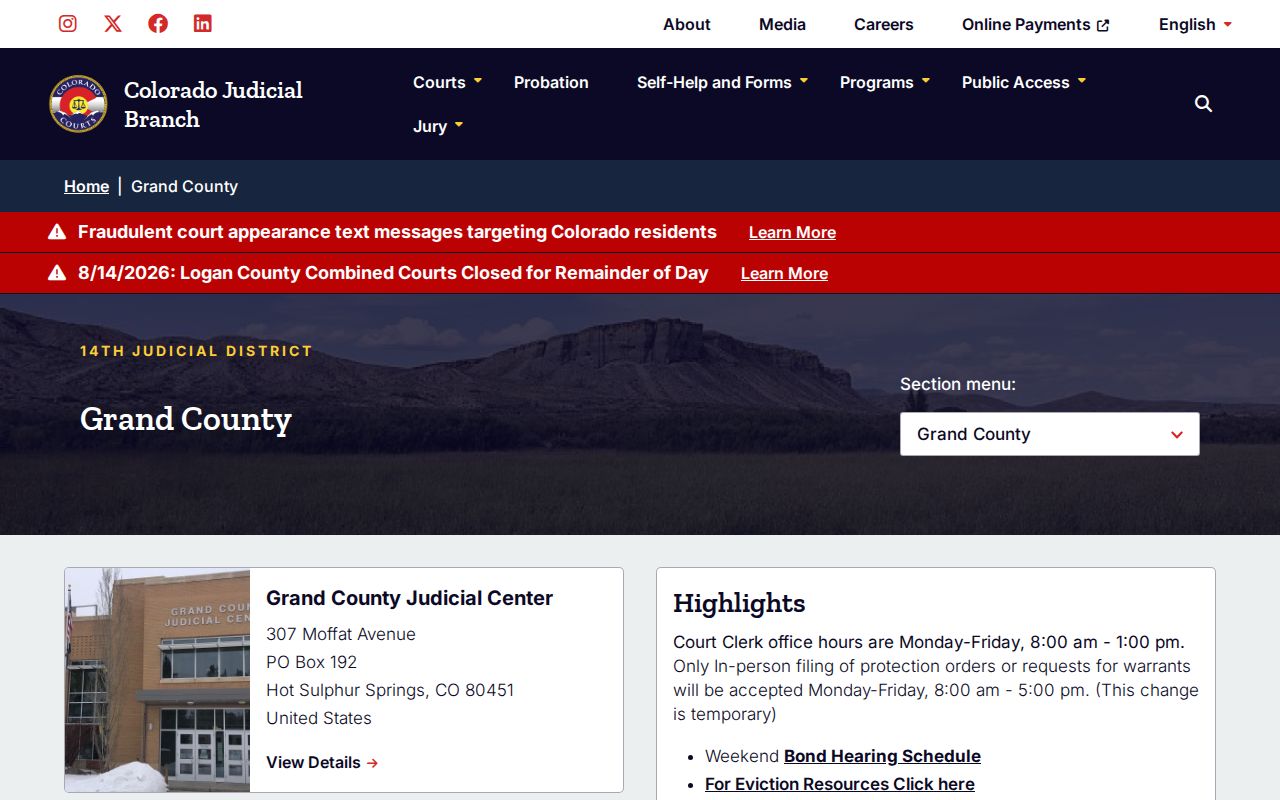 Grand County court record access after an arrest booking